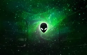 Green And Black Cosmic Alienware Logo Wallpaper