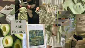 Green Collage Avocados Green Clothes Wallpaper