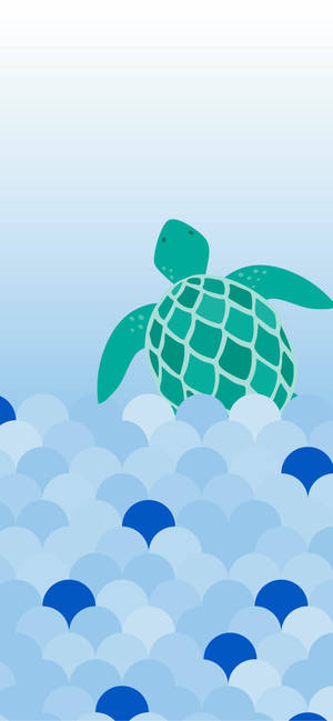 Green Cute Turtle Art Wallpaper