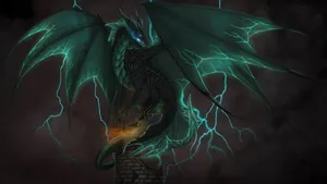 Green Dragon On Castle Tower Wallpaper