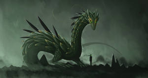 Green Dragon With Human Wallpaper