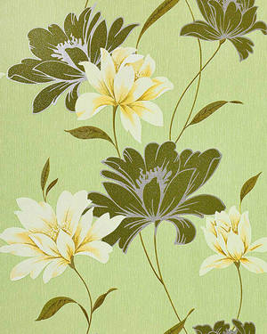 Green Floral White Flower Wallpaper