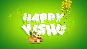 Green Happy Vishu Wallpaper