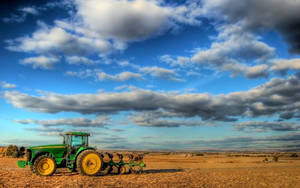 Green John Deere Tractor Side View Wallpaper