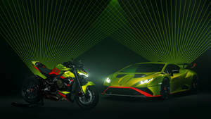 Green Motorcycle Car 5120x1440 Wallpaper