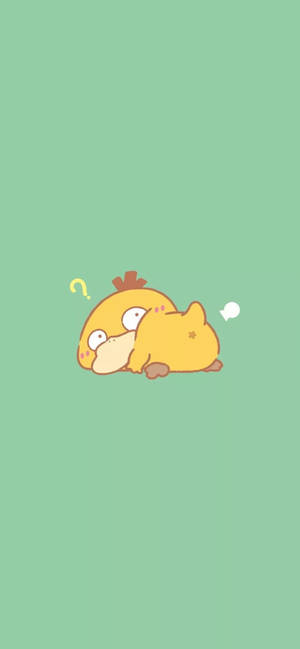 Green Pastel Psyduck Phone Wallpaper