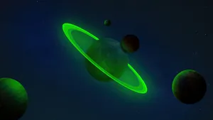 Green Planets And Rings In The Sky Wallpaper