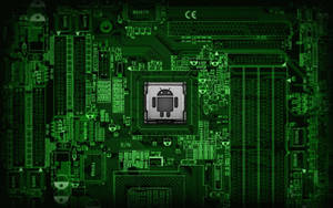 Green Power: A Close-up Of An Android Motherboard With Vibrant And Vivid Green Circuit Traces Wallpaper