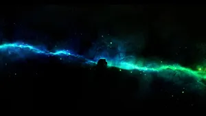 Green Space Blue Light Streak Wallpaper