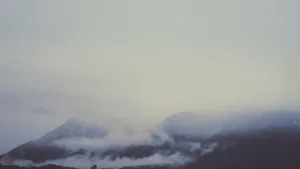 Grey Aesthetic Desktop Mountains Clouds Wallpaper
