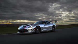 Grey Dodge Viper With A Spoiler Wallpaper