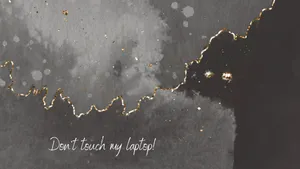 Grey With Gold Lining Don't Touch My Laptop Wallpaper