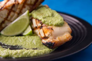 Grilled Halibutwith Limeand Green Sauce Wallpaper