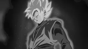 Grinning Goku Black And White Wallpaper