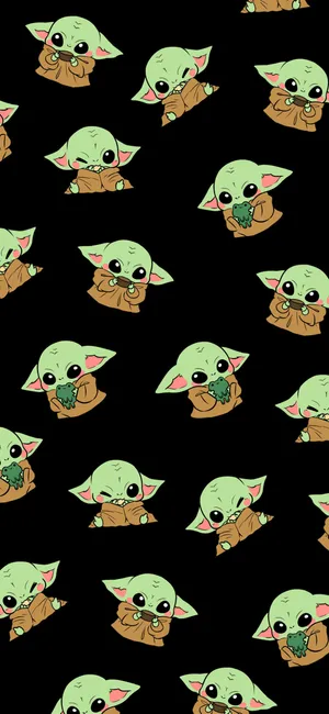 Grogu Pattern Wallpaper Wallpaper