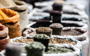 Ground Spices In Sacks Focused Shot Wallpaper