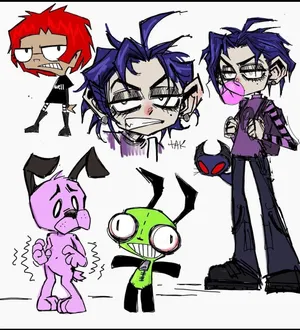 Grunge Cartoon Invader Zim Characters Wallpaper