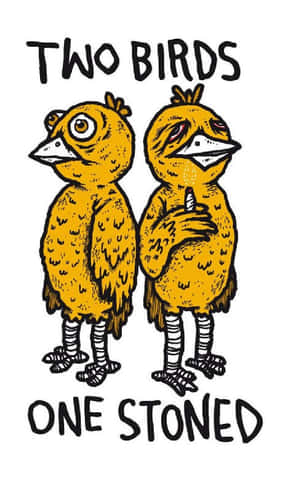 Grunge Cartoon Two Birds Smoking Wallpaper