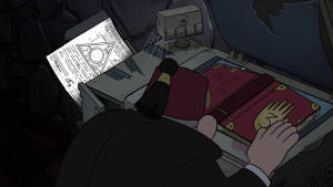 Grunkle Stan Copying A Book Wallpaper