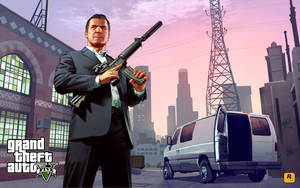 Gta 5 Michael With Rifle Wallpaper