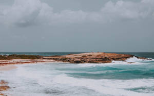 Guadeloupe Waves Crashing On Rocks Wallpaper