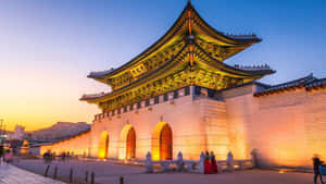Gyeongbokgung Palace Lit Up At Sunset Wallpaper