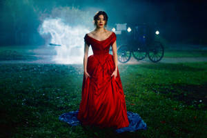 Hailee Steinfeld Dickinson Red Dress Wallpaper