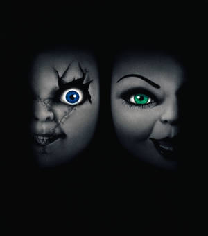 Half Face Chucky And Tiffany Wallpaper