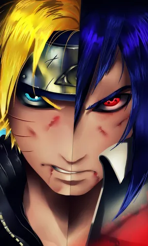 Half Face Sasuke Naruto Iphone Digital Painting Wallpaper
