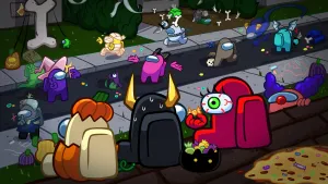 Halloween Among Us Desktop Wallpaper