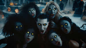 Halloween_ Group_ Creepy_ Glowing_ Eyes Wallpaper