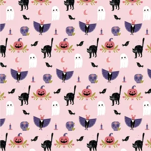 Halloween Pattern With Ghosts And Pumpkins Wallpaper