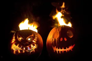 Halloween Pumpkins On Fire Wallpaper