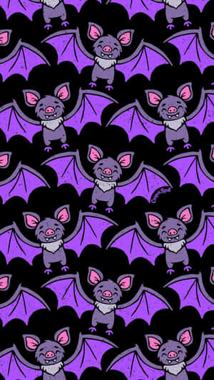 Halloween Tumblr Aesthetic Violet Bat Pattern Wallpaper