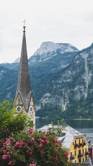 Hallstatt Clock Tower Austria Wallpaper