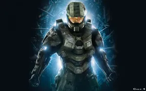 Halo 4 Spartan In Green Suit Wallpaper