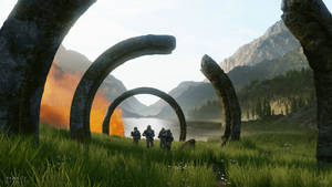 Halo Infinite Burning Zeta Rings Wallpaper