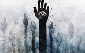 Hamsa Hand Symbol In Vibrant Colors Wallpaper