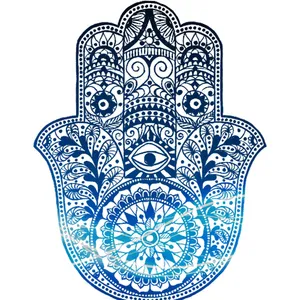 Hamsa Hand With Blue And White Designs Wallpaper