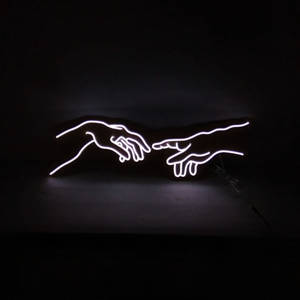 Hands Almost Touching Black Neon Aesthetic Wallpaper