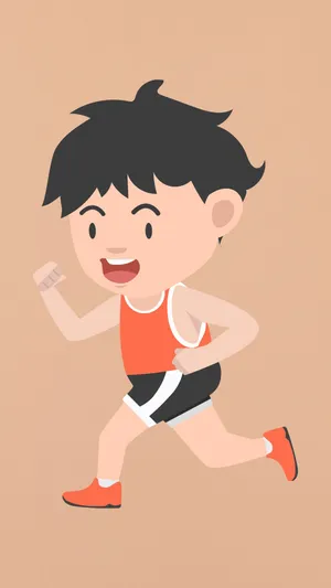 Handsome Boy Cartoon In Athletic Outfit Wallpaper