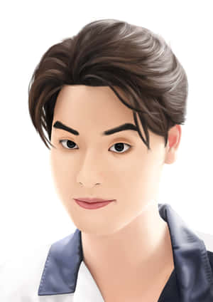 Handsome Boy Cartoon Realistic Digital Painting Wallpaper