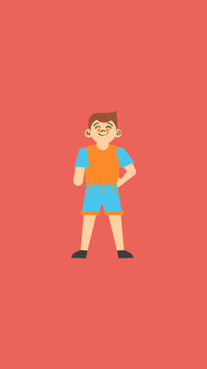 Handsome Boy Cartoon Wearing Orange And Blue Wallpaper