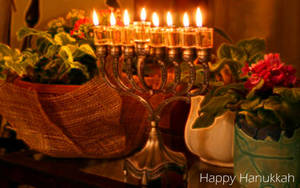 Hanukkah Candelabrum Flowers Wallpaper