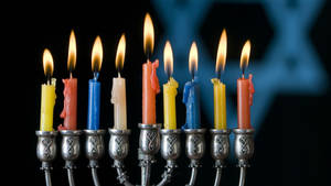 Hanukkah Colorful Candles Wallpaper