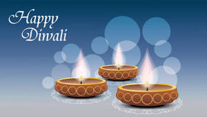 Happy Diwali Wooden Oil Lamps Wallpaper