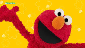 Happy Elmo In Yellow Background Wallpaper