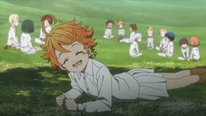 Happy Emma In The Promised Neverland Wallpaper