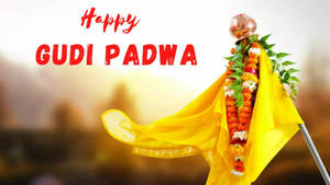 Happy Gudi Padwa Banner With Showpiece Wallpaper