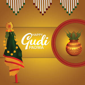 Happy Gudi Padwa Yellow Banner Wallpaper